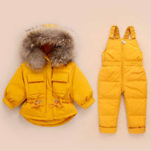 Russia Winter Children Clothing Sets Jumpsuit Snow Jackets+bib Pant 2pcs Set Baby Boy Girls Duck Down Coats Jacket With Fur Hood 2024 - buy cheap