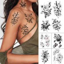 Waterproof Temporary Tattoo Stickers Rose Lily Peony Flower Butterfly Moon Knife Tattoos Female Black Body Art Fake Tatoo Male 2024 - buy cheap