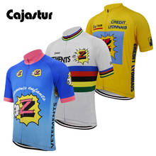 team cycling jersey men retro short sleeve cycling tops yellow mtb bike wear white clothing ropa maillot ciclismo cajastur 2024 - buy cheap