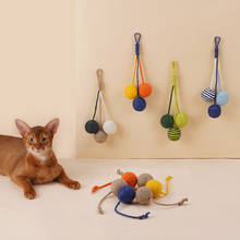 Шарики для кошек, сизальные шарики с веревкой, интерактивный вращающийся мяч для игр, Жевательная погремушка для захвата кошачьей мяты, жевательные игрушки для котят и кошек 2024 - купить недорого