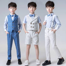 2021 Summer Formal Boys Suits Striped Children School Dress Suit Plaid Kids Piano Clothes Autumn Elegant Toddler Costume 2024 - buy cheap