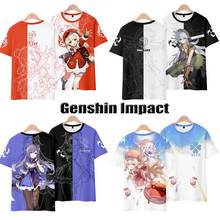 Футболка с 3D-принтом игры Genshin Impact, летняя футболка Harajuku Keqing Klee, Эмбер, дышащая модная футболка для студентов, индивидуальная одежда 2024 - купить недорого