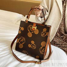 Disney-Bolso de Mickey mouse para mujer, bandolera bonita de minnie, bandolera de hombro a cuadros, bolso con cadena de dibujos animados 2024 - compra barato