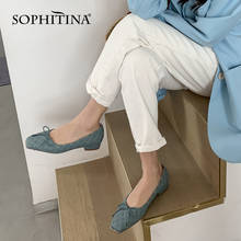 Sophitina sapatilhas femininas de balé azul claro xadrez nó borboleta pele de carneiro decoração de metal sapatos macios tpr sapatos femininos do59 2024 - compre barato