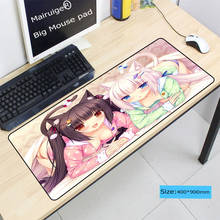 Xgz 900x400mm chocola nekopara teclado mouse pad gamer jogar esteiras anime dos desenhos animados impressão grande borda de bloqueio jogo de jogos do mouse 2024 - compre barato