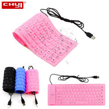 Mini teclado plegable Flexible con cable Usb para ordenador portátil, teclado de silicona suave, resistente al agua, color rosa 2024 - compra barato