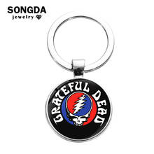 SONGDA Vintage Grateful Dead Key Chain Punk Rock Cool Logo Print Glass Dome Pendant Key Ring Classic Silver Color Alloy Keychain 2024 - buy cheap