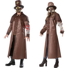 Disfraz de Halloween para adultos, traje Steampunk de Doctor de la peste, Cos Undead priest, iglesia, de los muertos segador, abrigo de PU + máscara + sombrero 2024 - compra barato
