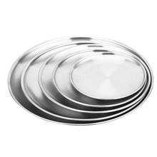 HOT SALES!!! Stainless Steel Matte Round Dining Plate Tableware Dessert Pizza Dish Fruit Tray Wholesale Dropshipping 2024 - buy cheap