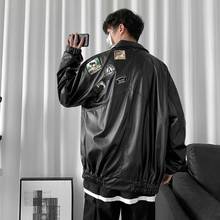 2020 Men's Loose Baseball Outerwear Pu Leather Trench Clothing Russian Motorcycle Jacket Loose Hip Hop Style Coat Size S-XL 2024 - buy cheap