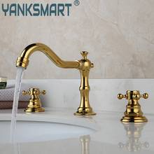 YANKSMART Bathroom Bathtub Retro Spout Golden Polished 3 Pieces Basin Sink Brass Faucets Deck Mounted Cold & Hot Water Mixer Tap 2024 - buy cheap