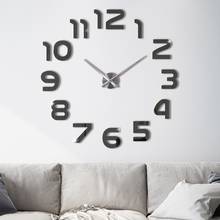 Black Large Wall Clock Modern Design 3D Wall Sticker Clock Watch Silent Home Decor Living Room Big Acrylic Wall Clocks 2024 - buy cheap