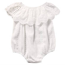 Newborn Toddler Kids Baby Girl Romper White Solid Color Lace Off Shoulder Jumpsuit Infant Clothes Outfit Sunsuit 2024 - buy cheap