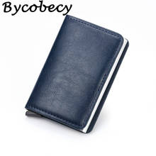Bycobecy RFID Bloking England Style Wallet Men And Women Card Holder Metal Aluminum Solid Slim Small Mini Wallet Cartera Mujer 2024 - buy cheap