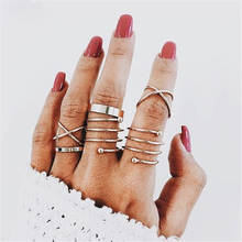 Bohemian Round Hollow Geometric Rings Set For Women Fashion Cross Twist Ring Joint Ring Female Jewelry 2024 - buy cheap