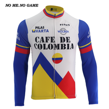 COLOMBIA Cycling Jersey Long sleeve jacket Men's Blue Autumn Winter Fleece Road bike wear Clothing outdoor MTB Bicycle jersey 2024 - buy cheap