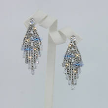 JXCUL-pendientes largos de cristal con diamantes de imitación para mujer, aretes colgantes, Color plateado, joyería de boda 2024 - compra barato