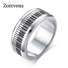 KOtik Rotatable Piano Key Ring For Men Stainless Steel Band Stylish Spinner Band Music Lover Musician Gift Jewelry 2024 - buy cheap