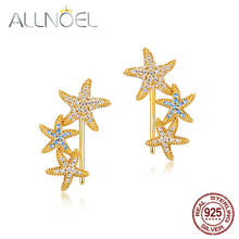 ALLNOEL-pendientes de plata de ley 925 para mujer, espinela azul, circonita blanca, diseño personalizado de estrella de mar, joyería, pendientes de boda 2024 - compra barato