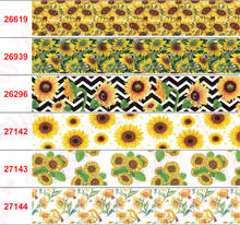 16mm-75mm Sunflower Series Printed Grosgrain/Elastic Ribbon Red Rose White Dot DIY Gift Bowknots 50yards/roll 2024 - buy cheap