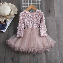 Floral Dresses For Baby Girls Winter Costumes Birthday Dress Kid Long Sleeve Tutu Vestidos Children Winter Causal Clothing 2024 - buy cheap