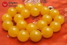 14mm Round Natural Yellow Jade Necklace for Women 17" Chokers Stone Jewelry 2024 - buy cheap