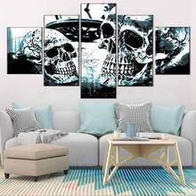Arte da parede hd imprime 5 peças crânio jogo lona modular pintura a óleo cartaz sobre tela para sala de estar decoração casa 2024 - compre barato