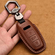 Genuine Leather Car Key Case Cover Fob Bag Holder Skin Keychain For Audi A6 C8 A7 A8 Q8 2018 2019 Car Accessories Car Styling 2024 - buy cheap