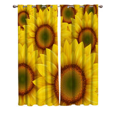 Cenefas con estampado de girasoles para sala de estar y cocina, tratamiento de ventanas para niños, cortinas para ventana 2024 - compra barato