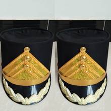 Preto militar cosplay chapéus para adultos e crianças escola tambor equipe superior chapéus hotel garçom headwear 2024 - compre barato