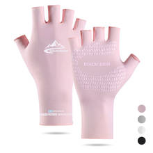 Guantes de pesca de seda de hielo, protector solar de medio dedo, Anti-UV, antideslizantes de Palma de silicona, transpirables, ligeros, para ciclismo y correr 2024 - compra barato