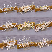Wedding Hair Comb Bridal Hair Accessories Rhinestone Pearl Hair Comb Women's Accessories Tiara Hair Jewelry Light Gold Headpiece 2024 - buy cheap