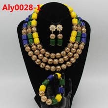 Novo 2020 moda africano contas conjunto de jóias casamento nigeriano contas de cristal colar conjuntos de jóias de noiva frete grátis Aly0028-1 2024 - compre barato