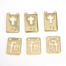 Pingente de letra fe/cruz dourada, colar de pingente metálico dourado com 10 peças 2024 - compre barato