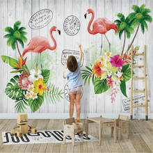 Papel de parede personalizado de fábrica milofi mural 3d nórdico casal flamingo para quarto infantil parede de fundo 2024 - compre barato