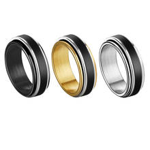 Anéis de aço inoxidável preto 8mm, para homens, giratório, camada dupla, anéis de dedo, pulseira de casamento, jóias de festa punk 2024 - compre barato