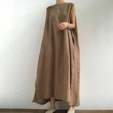 2022 Summer New Korean Loose Simple Pure Color Cotton Linen Split Dress Casual Wild All-match Women Vest Skirt Free Shipping 2024 - buy cheap
