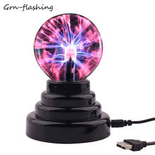 Luz nocturna de bola de Plasma de 3 pulgadas, lámpara de esfera mágica sensible al tacto, luz de ambiente decorativa de mesa alimentada por USB/batería, novedad 2024 - compra barato