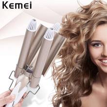 Kemei Professional Curling Iron Ceramic Triple Barrel Hair Styler Hair Waver Styling Tools 110-220V Hair Curler Electric Curling 2024 - buy cheap