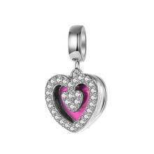 925 Silver Heart Pendan Charm Open Beads With Crystal Bracelet Necklace Women DIY Jewelry GW  Fine JewelryS288 2024 - buy cheap