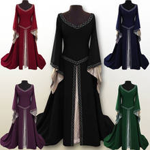 2019 New Medieval Renaissance Velvet Long Dress Celtic Queen Gown Party Cosplay Costume Square Collar Maxi Dress S-5XL 2024 - buy cheap