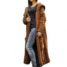 Feminino cor sólida manga longa trança malha cardigan camisola com capuz casaco casaco roupas femininas 2024 - compre barato