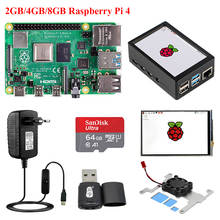 Оригинальный Raspberry Pi 4 Model B, 2 ГБ, 4 ГБ, 8 ГБ, чехол из АБС-пластика, сенсорный экран 3,5 дюйма, ЖК-дисплей, источник питания, SD-карта, кардридер RPI 4B 2024 - купить недорого