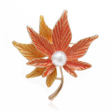 Broche de hoja de arce esmaltado naranja, elegante, fiesta, boda, regalos, joyería clásica, novedad 2024 - compra barato