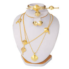 Dubai conjuntos de joias etíopes para mulheres, oriente médio ouro árabe, brinco, pingente de anel, pino de cabelo, presente de casamento africano 2024 - compre barato