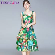 TESSCARA Women Summer Vintage Print Dress Festa High Quality Long Elegant Party Robe Femme Sleeveless Designer Casual Vestidos 2024 - buy cheap