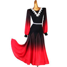 New Women Ballroom Dance Competition Dresses  Sexy  Long  Sleeve Waltz Dress Standard Dancing Wear Costume  Red 2024 - buy cheap