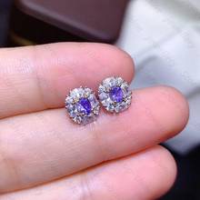 New natural tanzanite earrings 925 silver ladies two-color electroplating earrings simple and stylish atmosphere 2024 - buy cheap