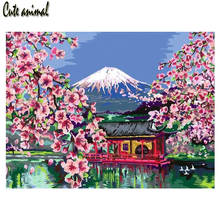 5d diy full square round diamond painting Japan cherry blossoms Mount Fuji landscape mosaic embroidery diamond cross stitch 2024 - buy cheap