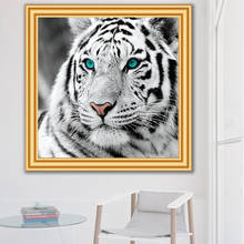 5d diy pintura diamante tigre branco ponto cruz quadrado completo bordado animal mosaico imagem de arte de strass decoração 2024 - compre barato